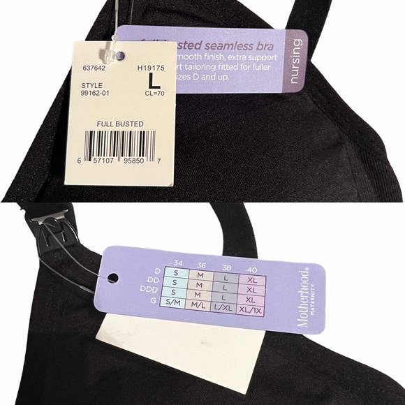 NEW! Lot of 3 Motherhood Maternity Black Seamless Nursing Bras Size Large - Picture 11 of 12